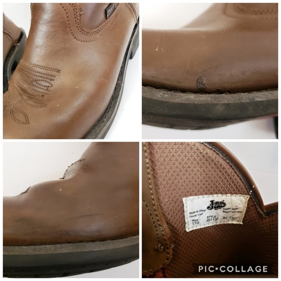 Justin Boots Farm & Ranch Cowboy Western boots 11D - Picture 7 of 8